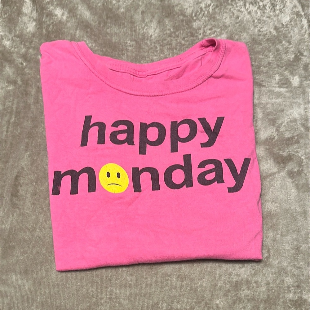 Pink 'Happy Monday' Graphic Tee L